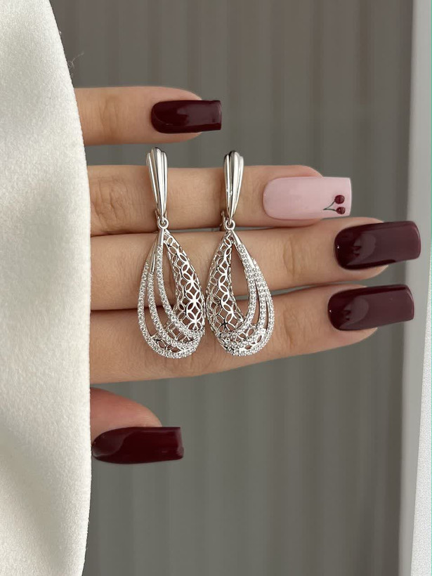 گوشواره پرکار و نگینی مجلسی ژوپینگ